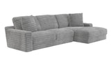 Living room view with Kelly oversized gray corduroy sectional sofa