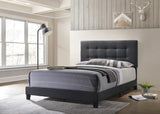 Charcoal upholstered full platform bed front view