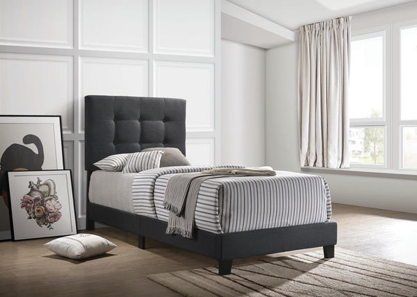 Mapes Tufted Upholstered Charcoal Twin Bed front view