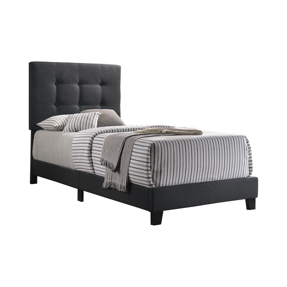 Mapes Tufted Upholstered Charcoal Twin Bed side view
