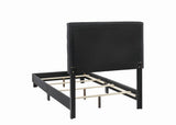 Mapes Tufted Upholstered Charcoal Twin Bed full view in bedroom setting