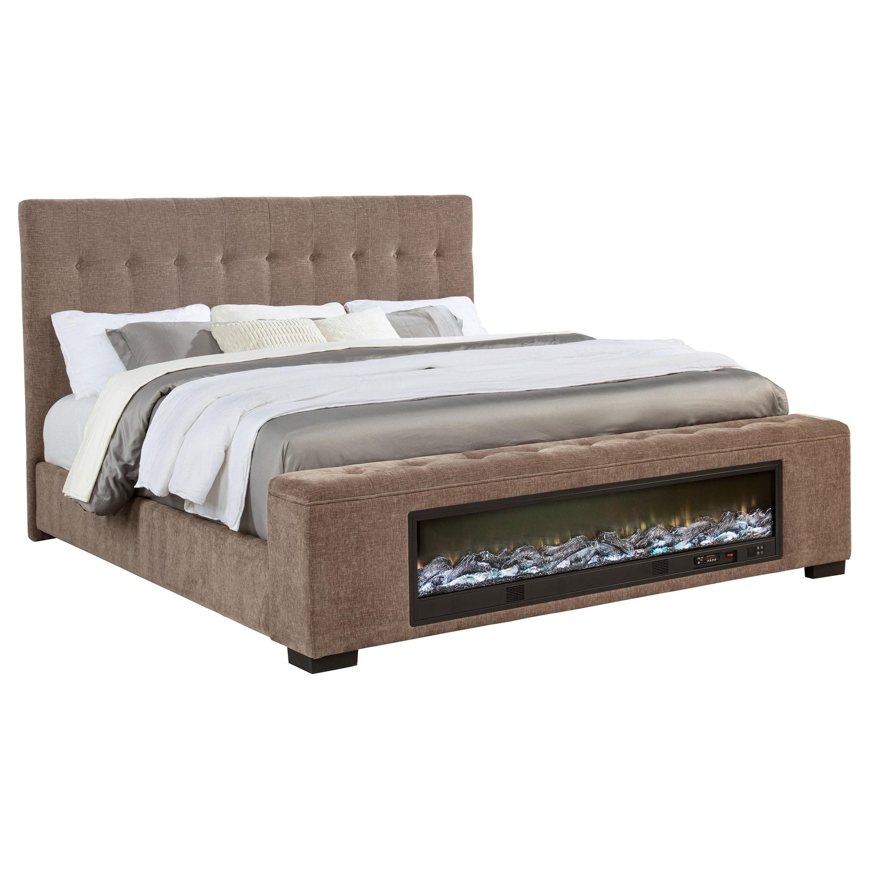 Footboard with flame visualizer and LED light strip detail