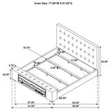 Side profile of bed showing upholstered frame