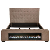 Senna Upholstered Queen Audio Flame Visualizer Bed Brown