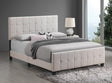 Fairfield Queen Upholstered Panel Bed in beige, front angle