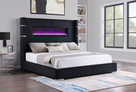 Tisdall bed side angle showing upholstery and flame visualizer