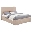 Close-up of beige fabric upholstery on Anders bed