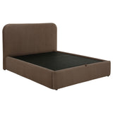 Side view of Anders Full Upholstered Storage Lift Platform Bed showing lift storage