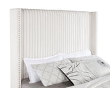 Back view of Natasha 69-inch cream upholstered queen bed