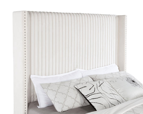 Back view of Natasha 69-inch cream upholstered queen bed