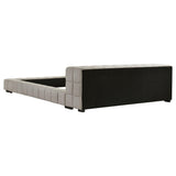 Side view showing platform bed frame