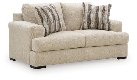 Lofwood Oatmeal Chenille Loveseat — angled view