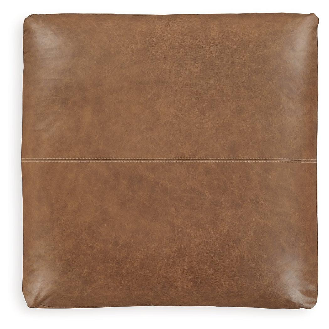 Emilia Caramel Leather Oversized Accent Ottoman - Ella Furniture