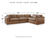 room view of Emilia Caramel Leather 4-Piece Sectional sectional sofa