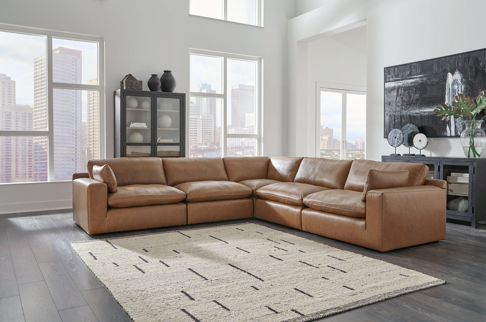 main view of Emilia Caramel 5-Piece Sectional sectional sofa