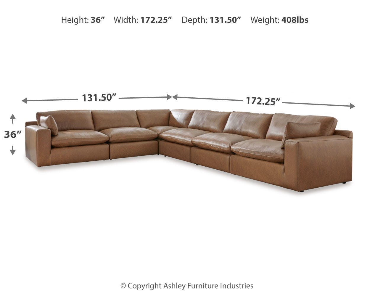 Emilia Caramel 6-Piece Sectional with Ottoman - image 7