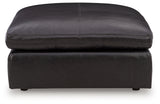 Close-up detail of Emilia Black Leather Oversized Accent Ottoman