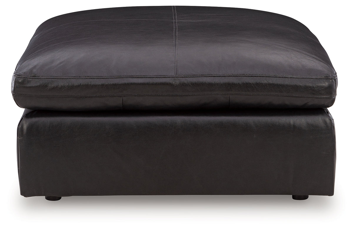 Close-up detail of Emilia Black Leather Oversized Accent Ottoman