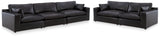 side view of Emilia Black Sofa and Loveseat furniture