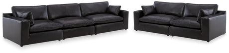 Side view of Emilia Black Sofa and Loveseat set