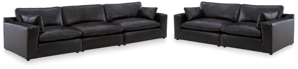 Side view of Emilia Black Sofa and Loveseat set