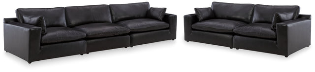 Side view of Emilia Black Sofa and Loveseat set