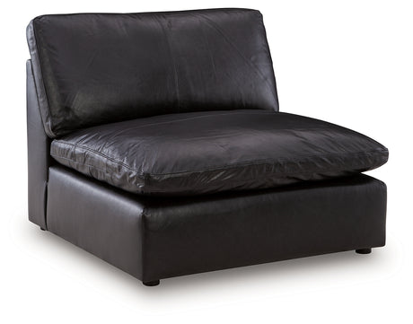 Detail view of black upholstery on Emilia Sofa and Loveseat