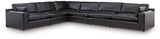 side view of Emilia Black Leather 6-Piece Sectional sectional sofa