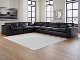 main view of Emilia Black Leather 6-Piece Sectional sectional sofa