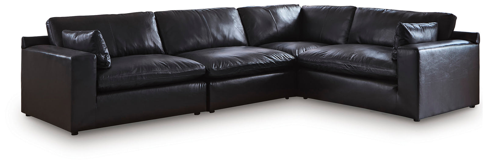main view of Emilia Black Leather 4-Piece Sectional sectional sofa