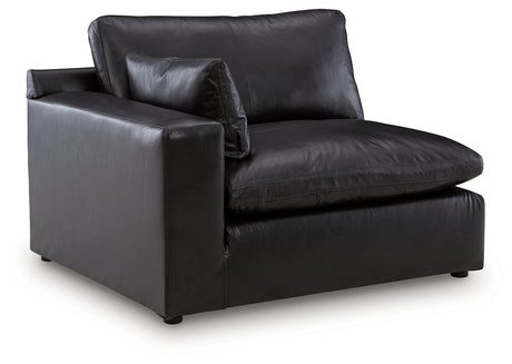 Side angle of Emilia Black Sofa and Loveseat set