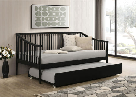 Side view of Delgado Windsor Twin Daybed with Trundle Black