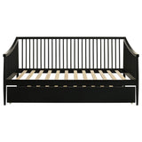 Pulled out trundle showing sleeping surface of Delgado Windsor Twin Daybed