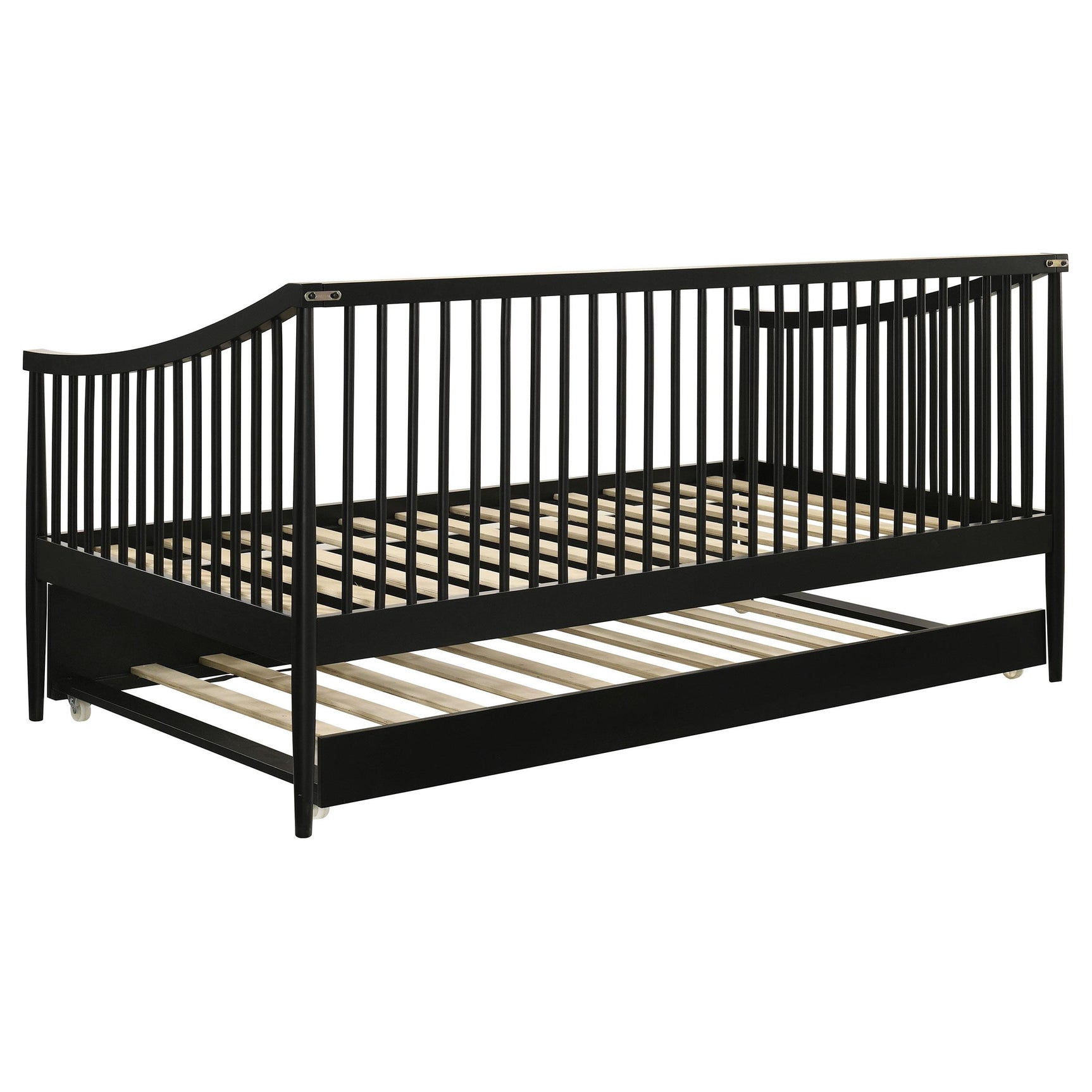 Top view of spindle rails and arched arms on Delgado Windsor Daybed