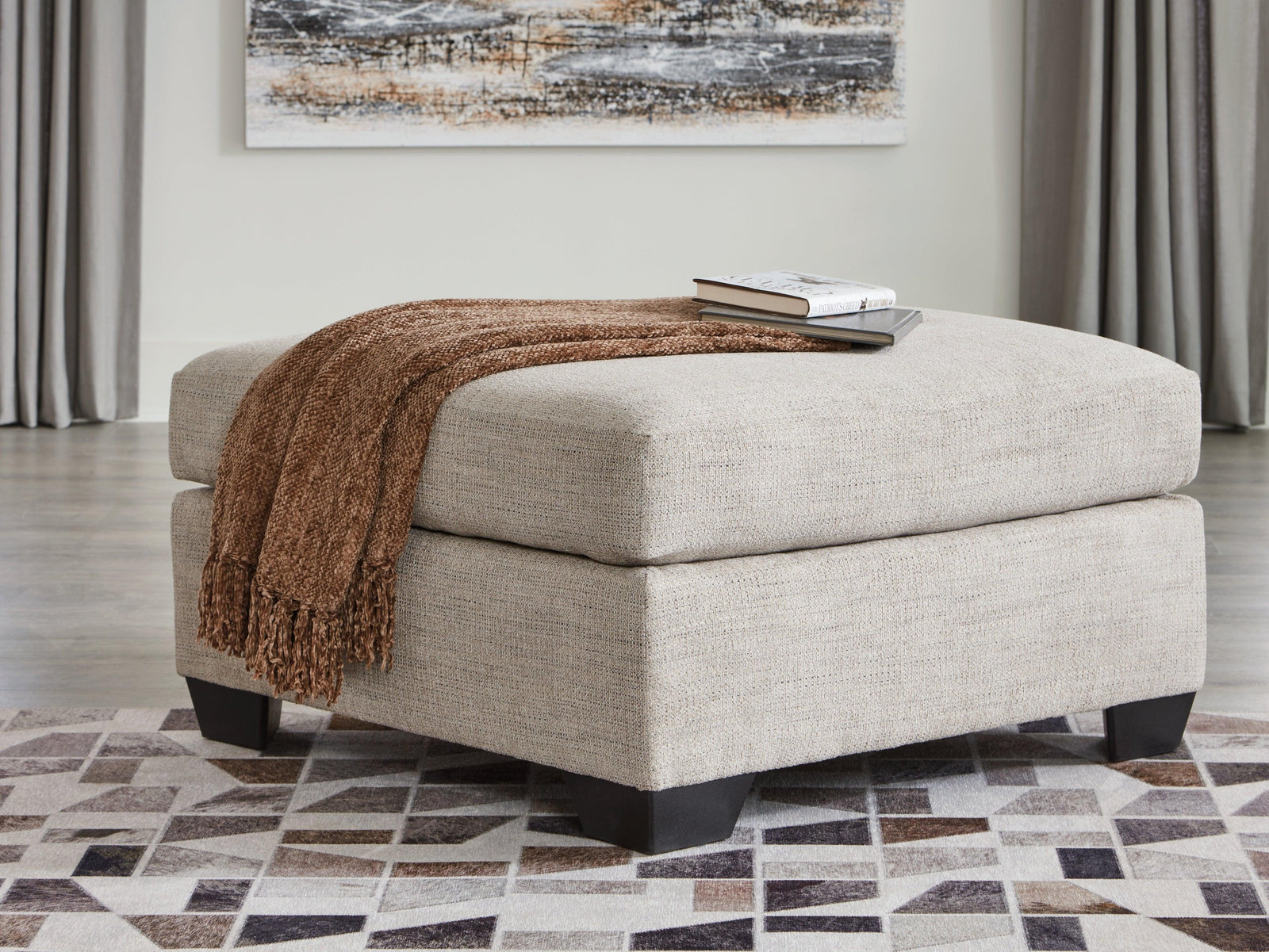 Mahoney Pebble Chenille Oversized Accent Ottoman - Ella Furniture