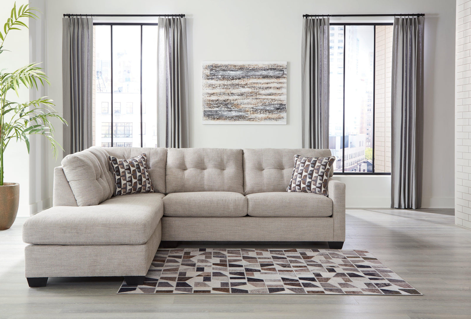 main view of Mahoney Pebble 2-Piece Sectional With Chaise sectional sofa