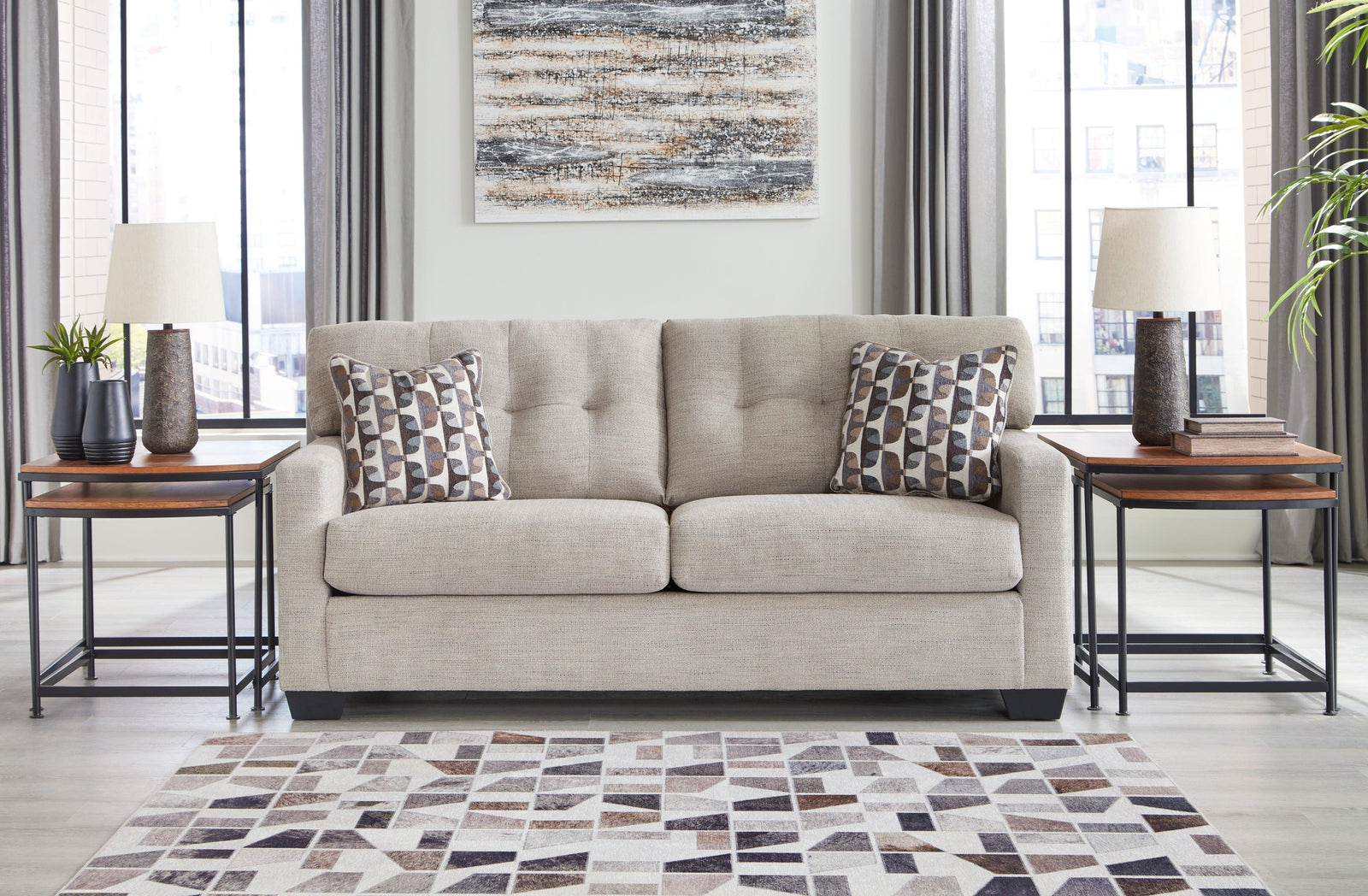 main view of Mahoney Pebble Chenille Sofa furniture