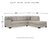detail view of Mahoney Pebble 2-Piece Sectional with Ottoman sectional sofa stitching