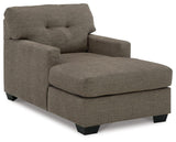 Mahoney Chocolate Chenille Chaise Lounge side view
