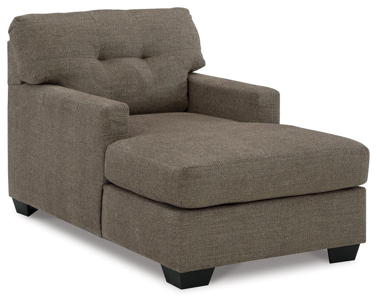 Mahoney Chocolate Chenille Chaise Lounge side view