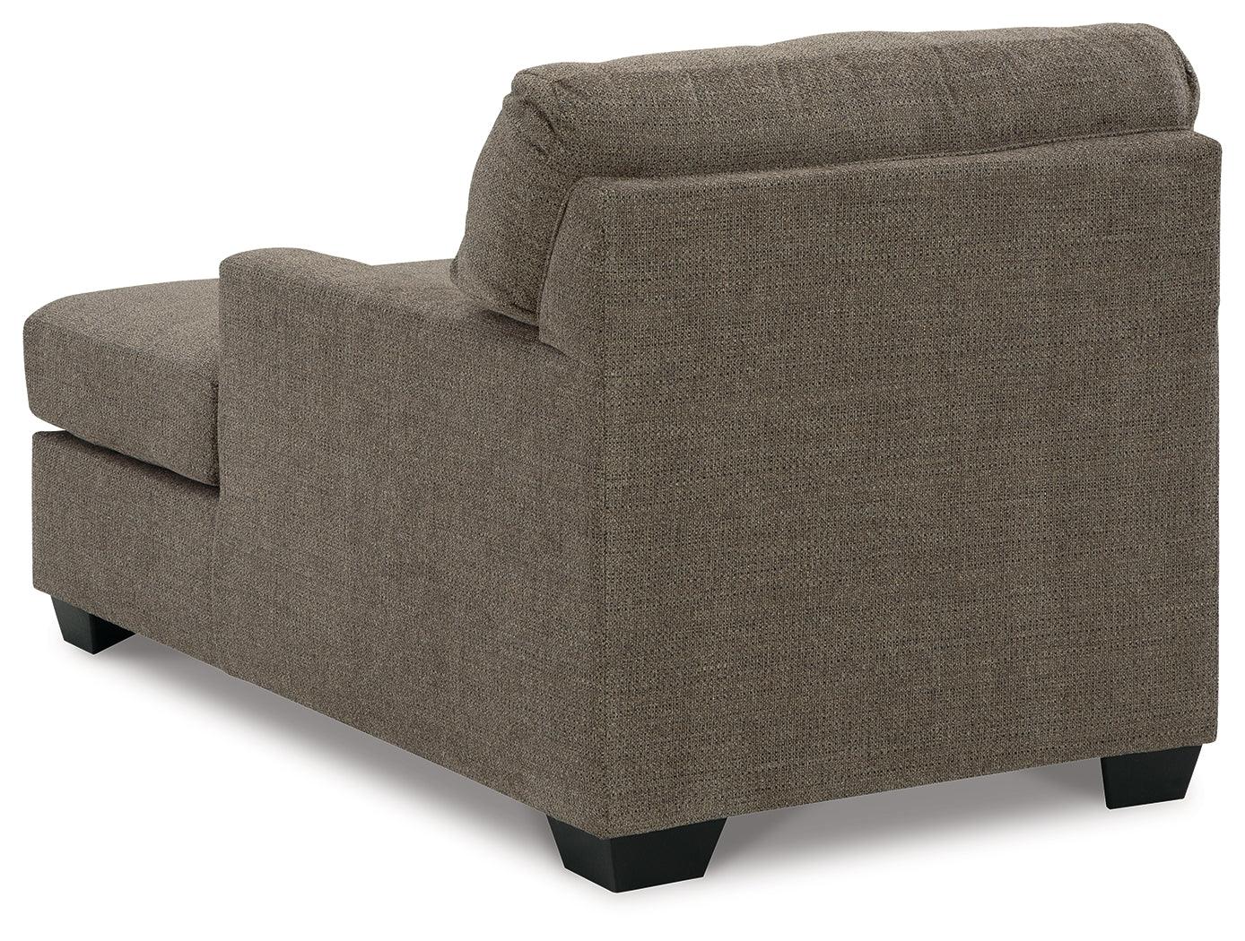 Mahoney Chocolate Chenille Chaise Lounge back view