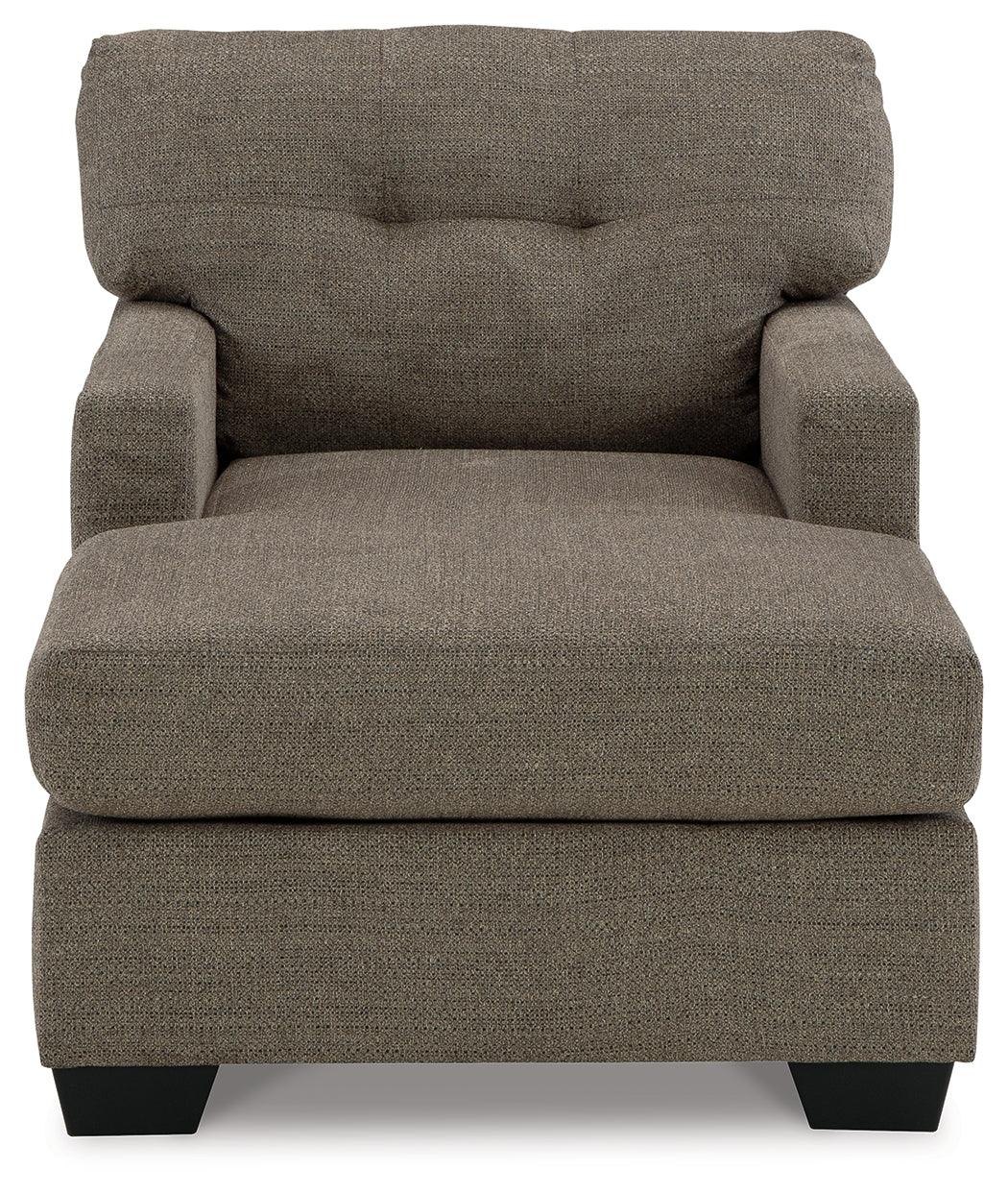 Mahoney Chocolate Chenille Chaise Lounge head-on view