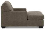 Mahoney Chocolate Chenille Chaise Lounge side profile