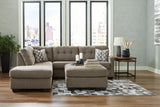 detail view of Mahoney Chocolate 2-Piece Sectional with Ottoman sectional sofa
