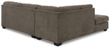 detail view of Mahoney Chocolate 2-Piece Sectional With Chaise sectional sofa