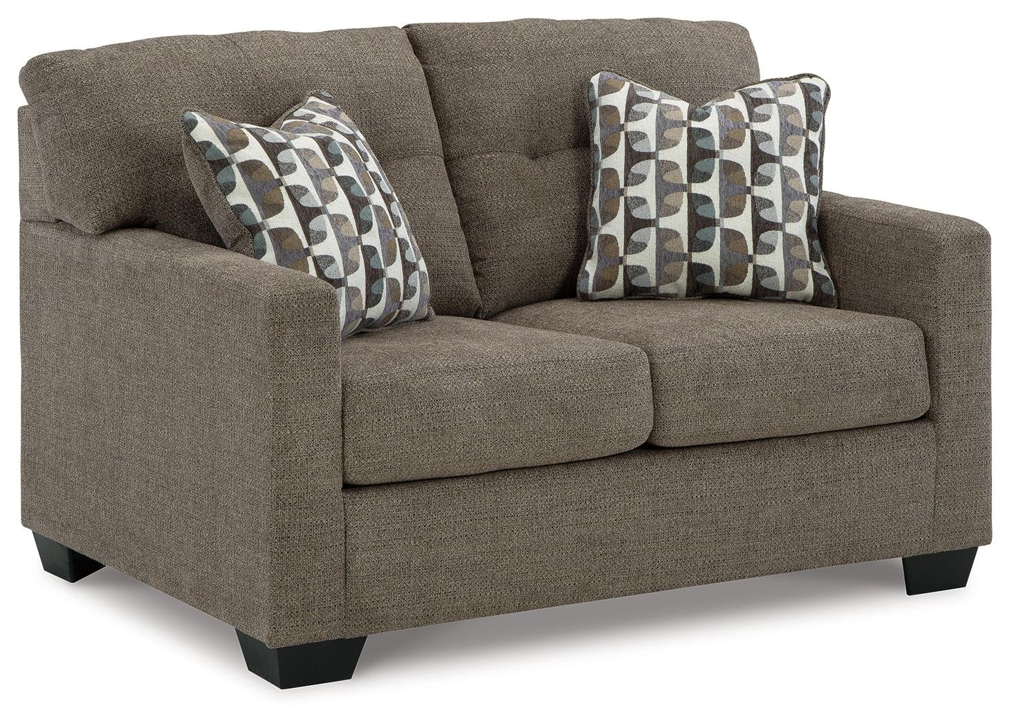 Mahoney Chocolate Chenille Loveseat side angle view