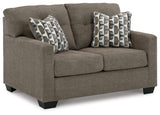 Detail of Mahoney Chocolate Sofa and Loveseat upholstery
