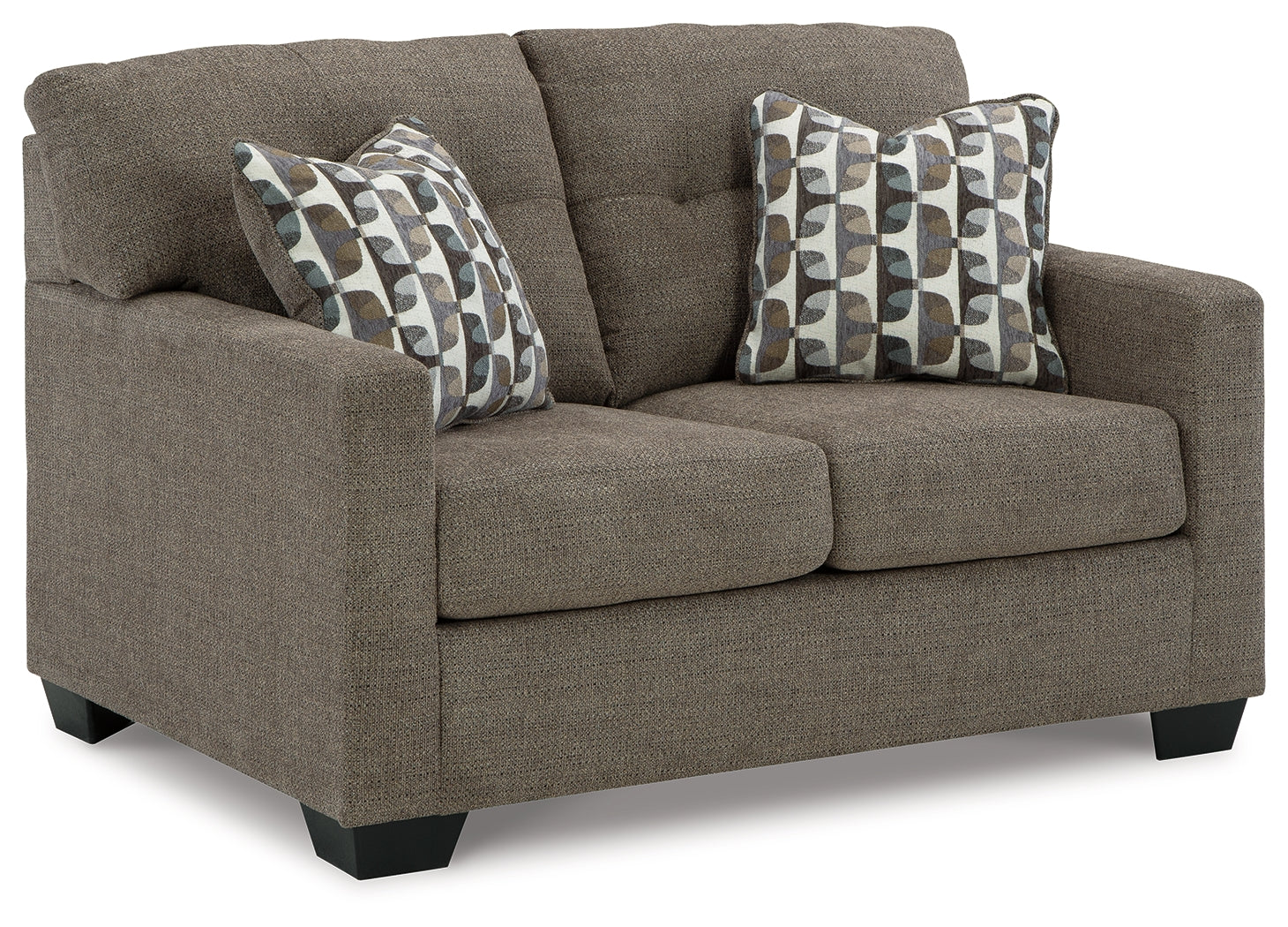 Detail of Mahoney Chocolate Sofa and Loveseat upholstery