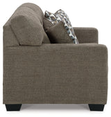 Side detail of Mahoney Chocolate Sofa and Loveseat