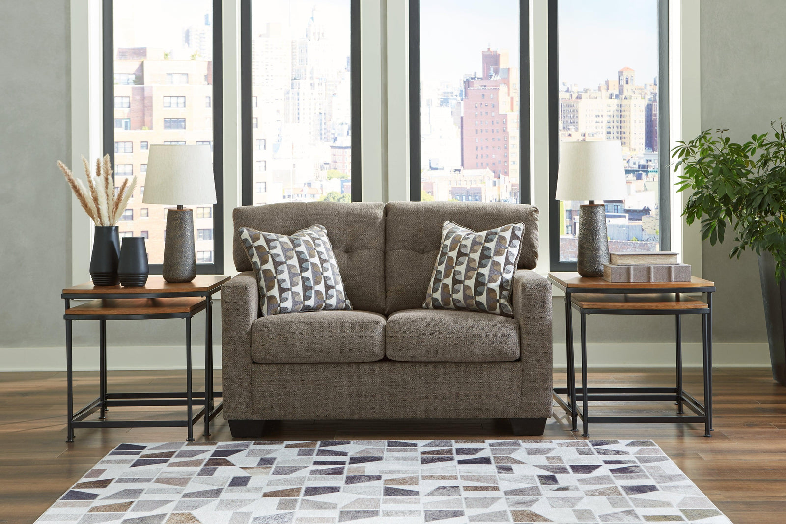Mahoney Chocolate Chenille Loveseat - Ella Furniture